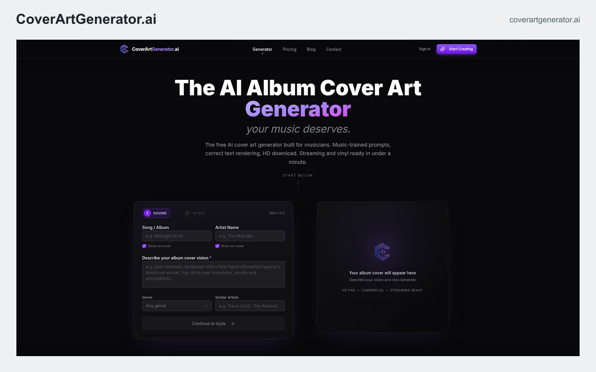 CoverArtGenerator.ai screenshot