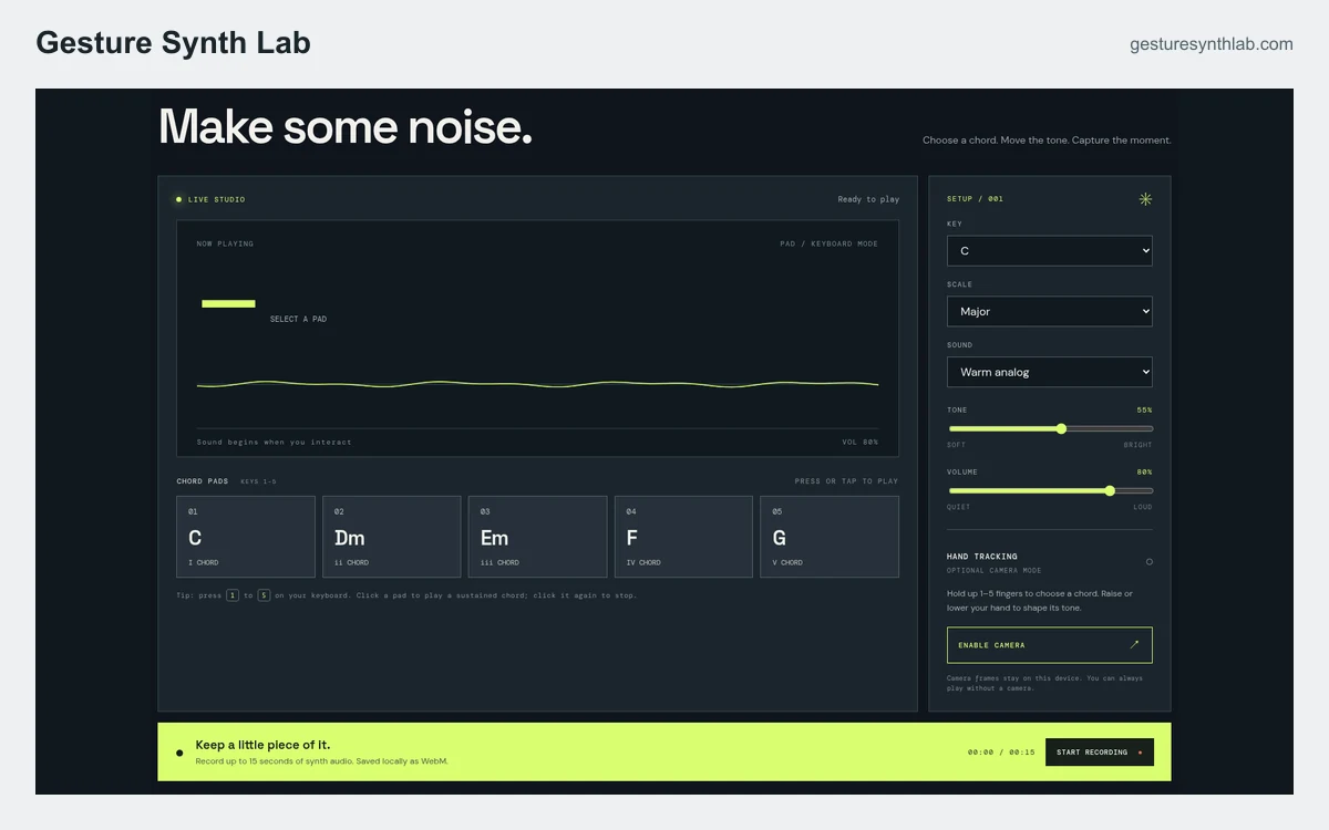 Gesture Synth Lab screenshot