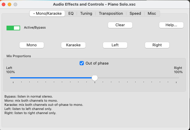 transcribe! audio effects and controls